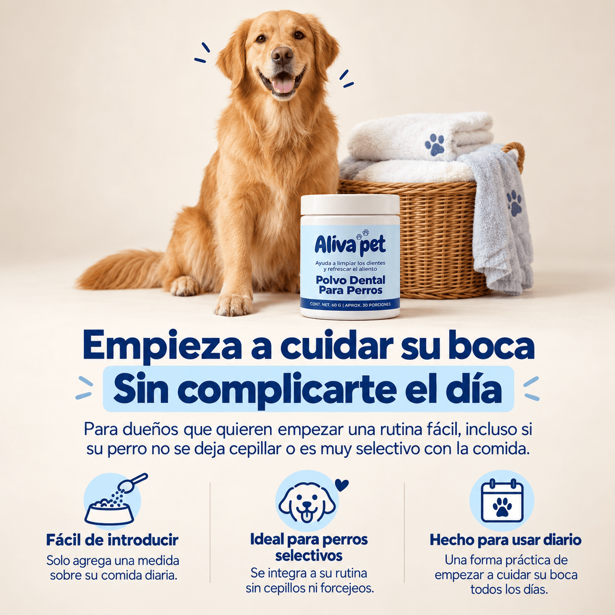 Polvo Dental para Perros Sin Cepillado - Aliva®